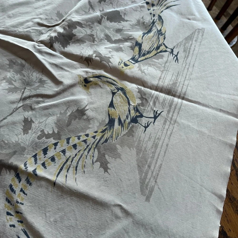 Vintage California hand prints Elegant Gray and Blue Tablecloth